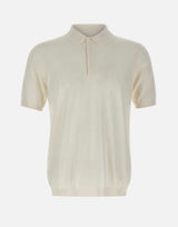 KANGRA Polo in seta e cotone WHITE Uomo 
