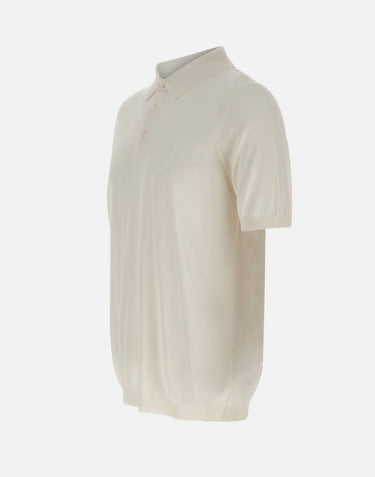 KANGRA Polo in seta e cotone WHITE Uomo 