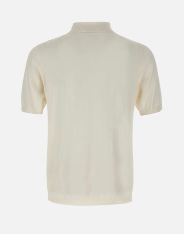 KANGRA Polo in seta e cotone WHITE Uomo 