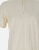 KANGRA Polo in seta e cotone WHITE Uomo 