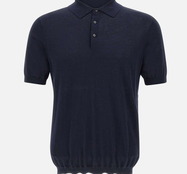 KANGRA Polo in seta e cotone BLUE Uomo 