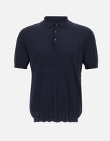 KANGRA Polo in seta e cotone BLUE Uomo 
