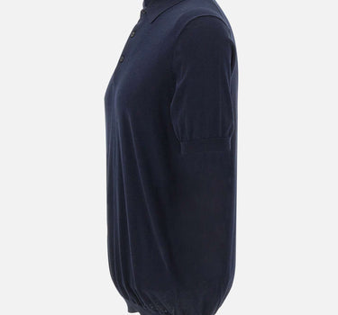 KANGRA Polo in seta e cotone BLUE Uomo 