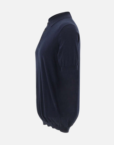 KANGRA Polo in seta e cotone BLUE Uomo 