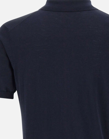 KANGRA Polo in seta e cotone BLUE Uomo 
