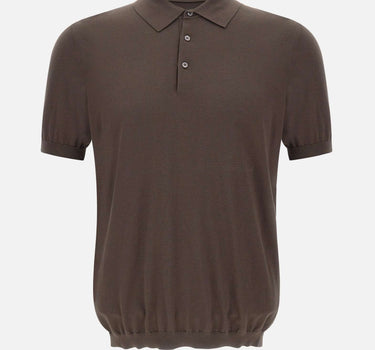 KANGRA Polo in seta e cotone BROWN Uomo 