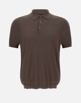 KANGRA Polo in seta e cotone BROWN Uomo 
