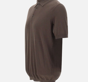 KANGRA Polo in seta e cotone BROWN Uomo 