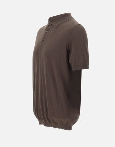 KANGRA Polo in seta e cotone BROWN Uomo 
