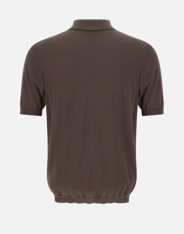 KANGRA Polo in seta e cotone BROWN Uomo 