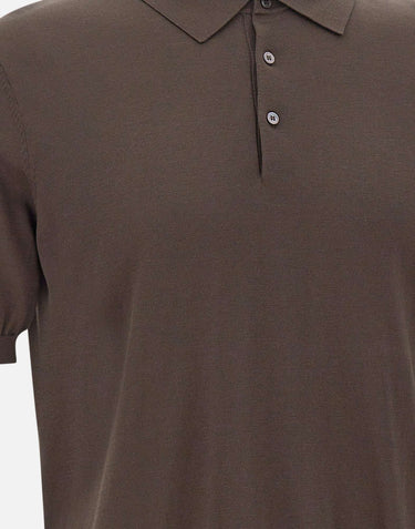 KANGRA Polo in seta e cotone BROWN Uomo 