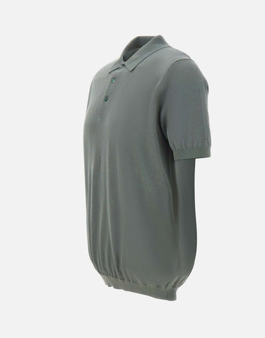 KANGRA Polo in seta e cotone GREEN Uomo 