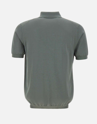 KANGRA Polo in seta e cotone GREEN Uomo 