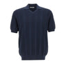KANGRA Polo in cotone con texture a righe BLUE Uomo 