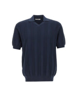 KANGRA Polo in cotone con texture a righe BLUE Uomo 