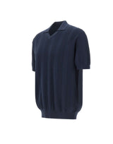KANGRA Polo in cotone con texture a righe BLUE Uomo 