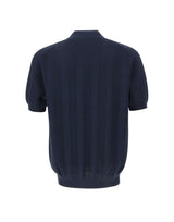 KANGRA Polo in cotone con texture a righe BLUE Uomo 