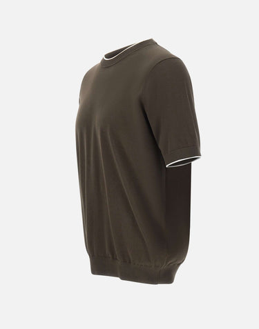 KANGRA Maglia a maniche corte con profili a contrasto BROWN Uomo 