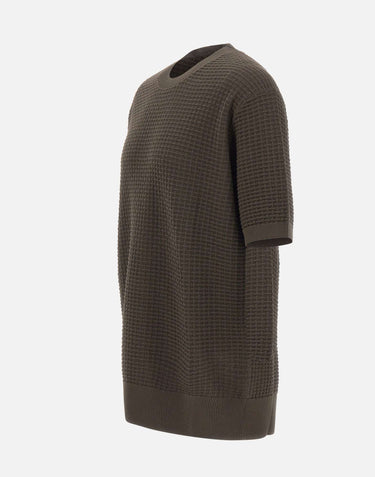 KANGRA Maglia girocollo in cotone punto alverare BROWN Uomo 