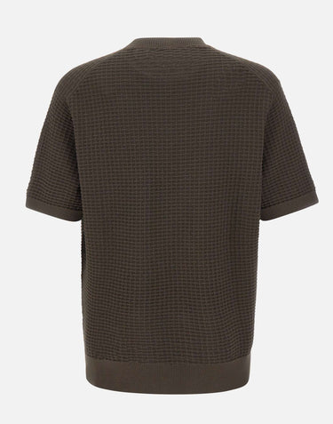 KANGRA Maglia girocollo in cotone punto alverare BROWN Uomo 