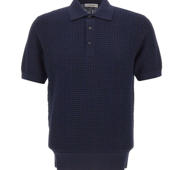KANGRA Polo in cotone punto alveare BLUE Uomo 