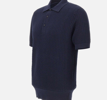 KANGRA Polo in cotone punto alveare BLUE Uomo 