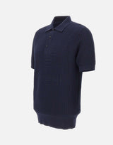 KANGRA Polo in cotone punto alveare BLUE Uomo 