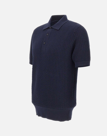 KANGRA Polo in cotone punto alveare BLUE Uomo 