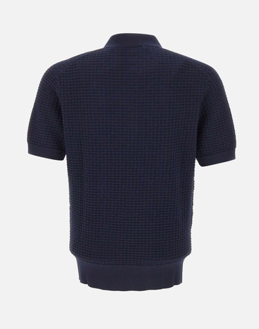 KANGRA Polo in cotone punto alveare BLUE Uomo 