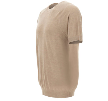 KANGRA Maglia a maniche corte in seta e cashmere BEIGE Uomo 