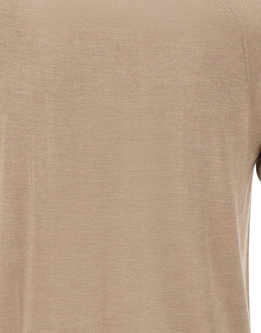 KANGRA Maglia a maniche corte in seta e cashmere BEIGE Uomo 