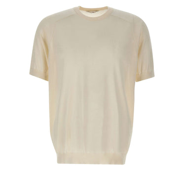 KANGRA Maglia a maniche corte in seta e cashmere WHITE Uomo 
