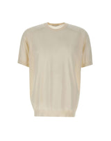 KANGRA Maglia a maniche corte in seta e cashmere WHITE Uomo 
