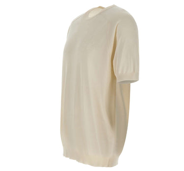 KANGRA Maglia a maniche corte in seta e cashmere WHITE Uomo 