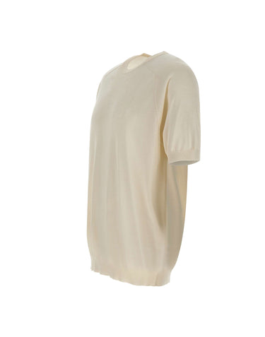 KANGRA Maglia a maniche corte in seta e cashmere WHITE Uomo 