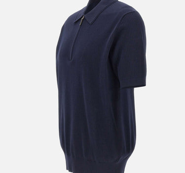 KANGRA Polo con treccine e mezza zip BLUE Uomo 