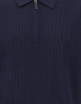 KANGRA Polo con treccine e mezza zip BLUE Uomo 