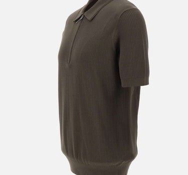 KANGRA Polo con treccine e mezza zip BROWN Uomo 