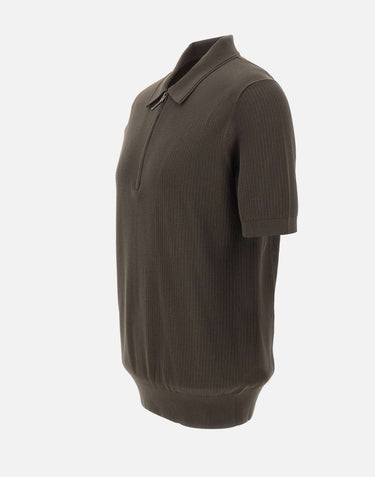 KANGRA Polo con treccine e mezza zip BROWN Uomo 