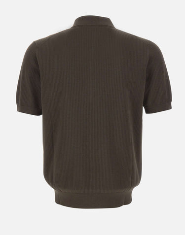 KANGRA Polo con treccine e mezza zip BROWN Uomo 