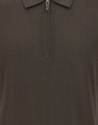 KANGRA Polo con treccine e mezza zip BROWN Uomo 