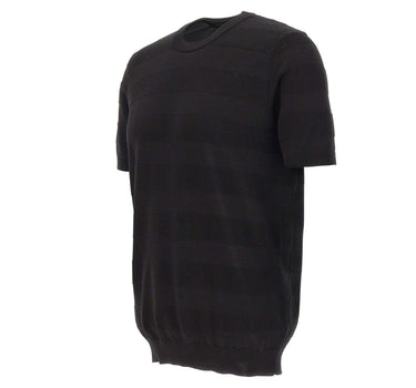 KANGRA Maglia in cotone con lavorazione a righe BLACK Uomo 