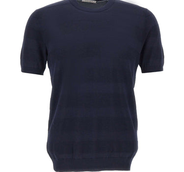 KANGRA Maglia in cotone con lavorazione a righe BLUE Uomo 