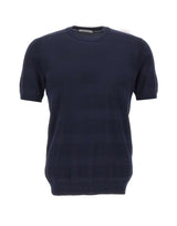 KANGRA Maglia in cotone con lavorazione a righe BLUE Uomo 