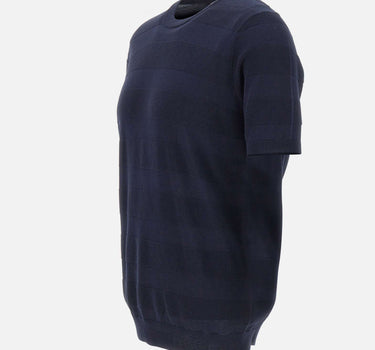 KANGRA Maglia in cotone con lavorazione a righe BLUE Uomo 