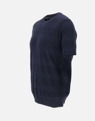 KANGRA Maglia in cotone con lavorazione a righe BLUE Uomo 