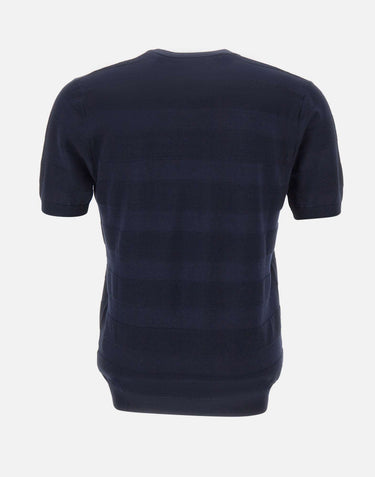 KANGRA Maglia in cotone con lavorazione a righe BLUE Uomo 