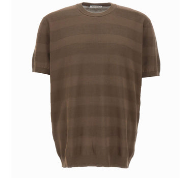 KANGRA Maglia in cotone con lavorazione a righe BROWN Uomo 