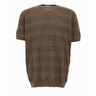 KANGRA Maglia in cotone con lavorazione a righe BROWN Uomo 