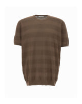 KANGRA Maglia in cotone con lavorazione a righe BROWN Uomo 